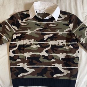 Veronica Beard cropped camo sweater